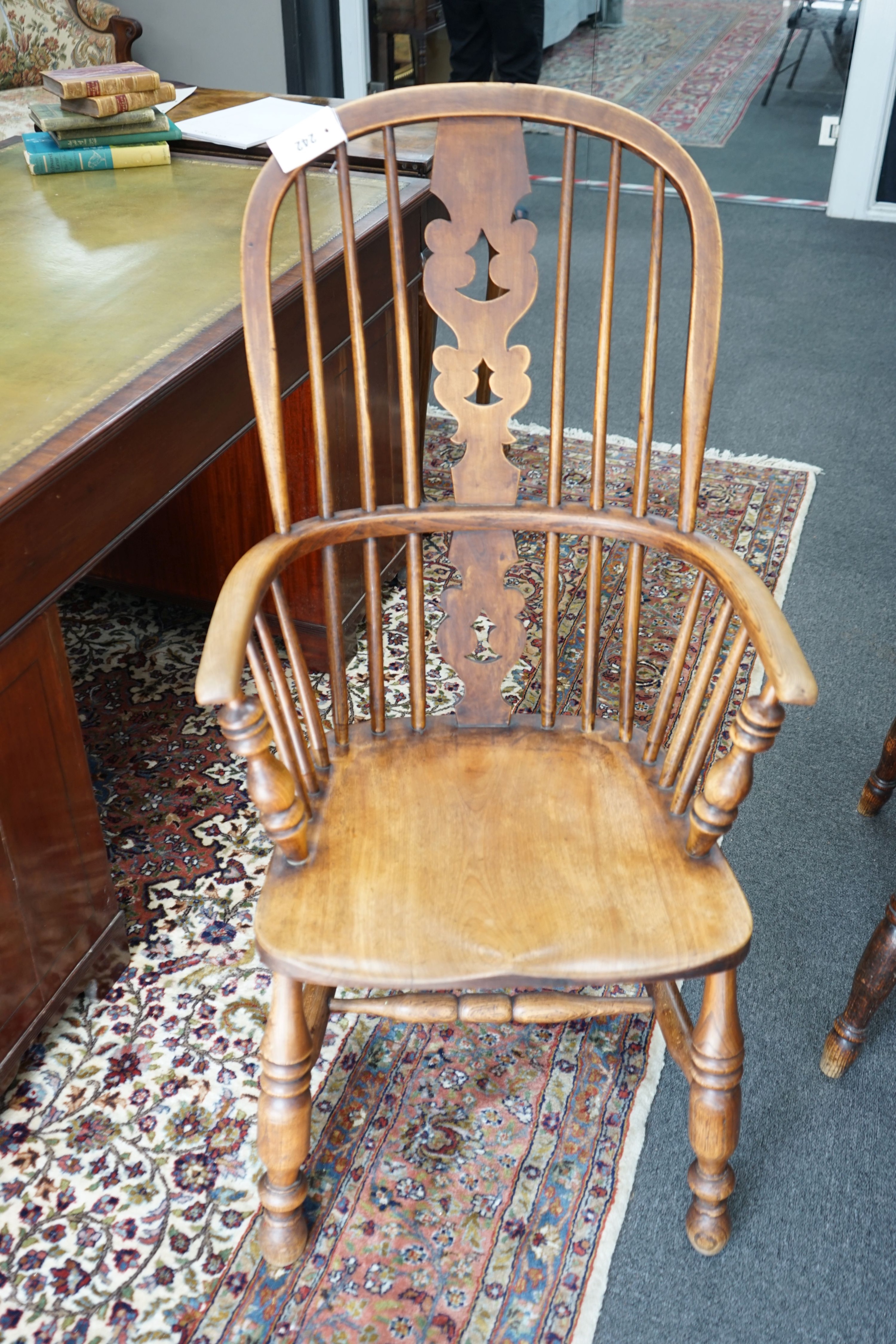 A Victorian ash and beech Yorkshire area Windsor armchair, width 55cm depth 42cm height 105cm